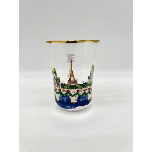 Anthropologie Holiday In The City Juice Glass Set of 4 Glasses Paris - Picture 1 of 8